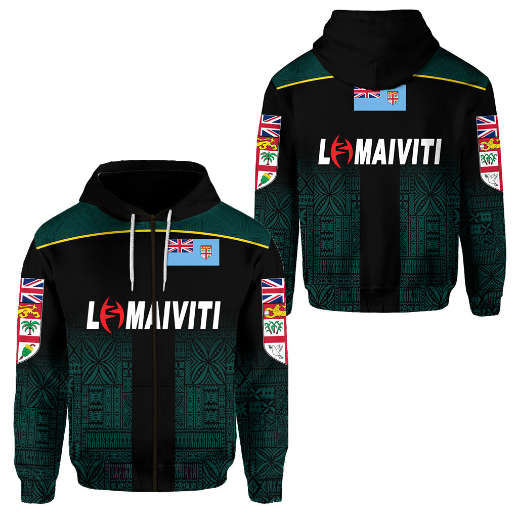 Fiji Lomaiviti Rugby Zip Hoodie Simple Vibes LT8 Unisex Green - Polynesian Pride