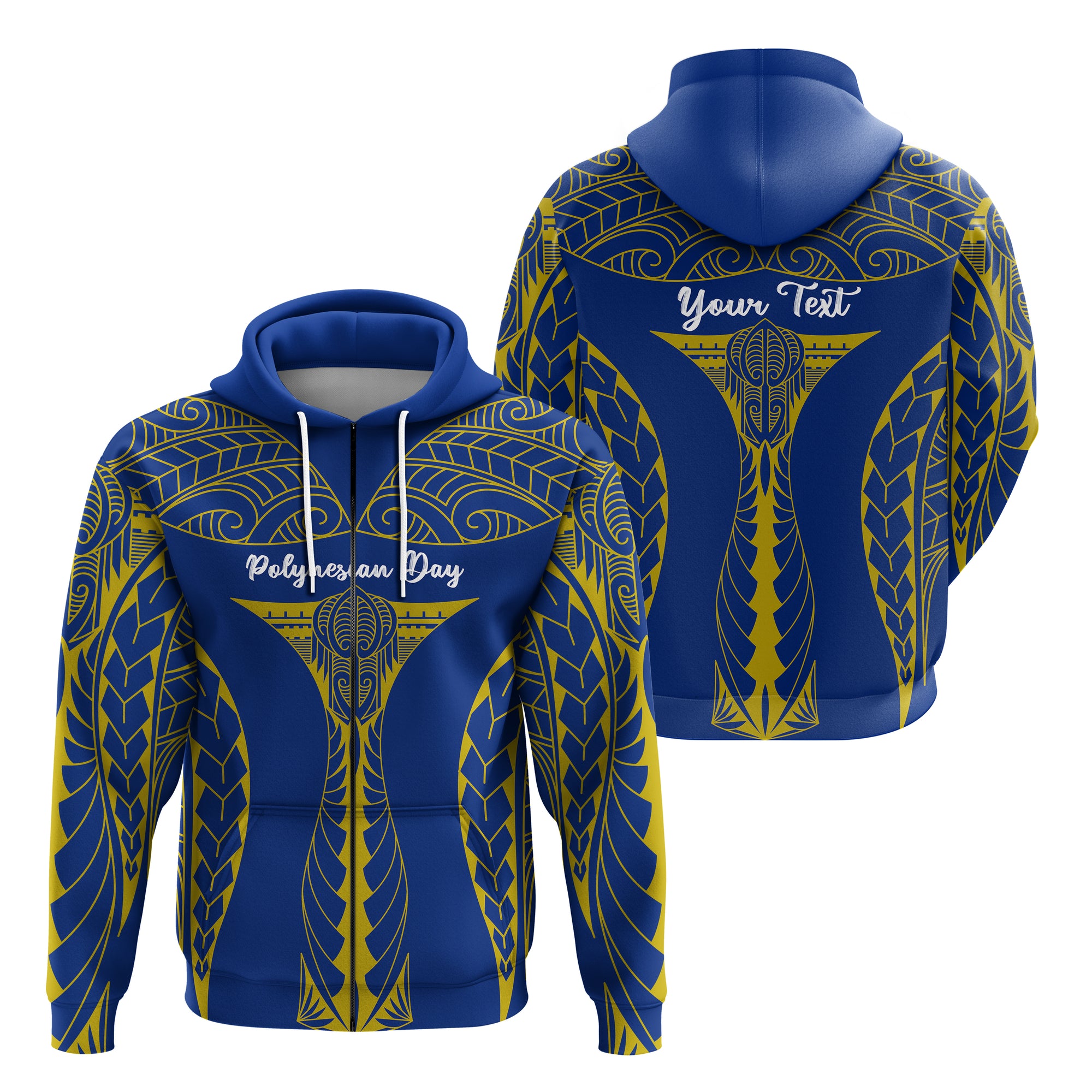 Custom Polynesian Day Zip Hoodie Elegant Style LT16 Unisex Blue - Polynesian Pride