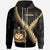 Samoa Zip up Hoodie Samoa Coat of Arms With Polynesian Tattoo Gold Unisex Gold - Polynesian Pride