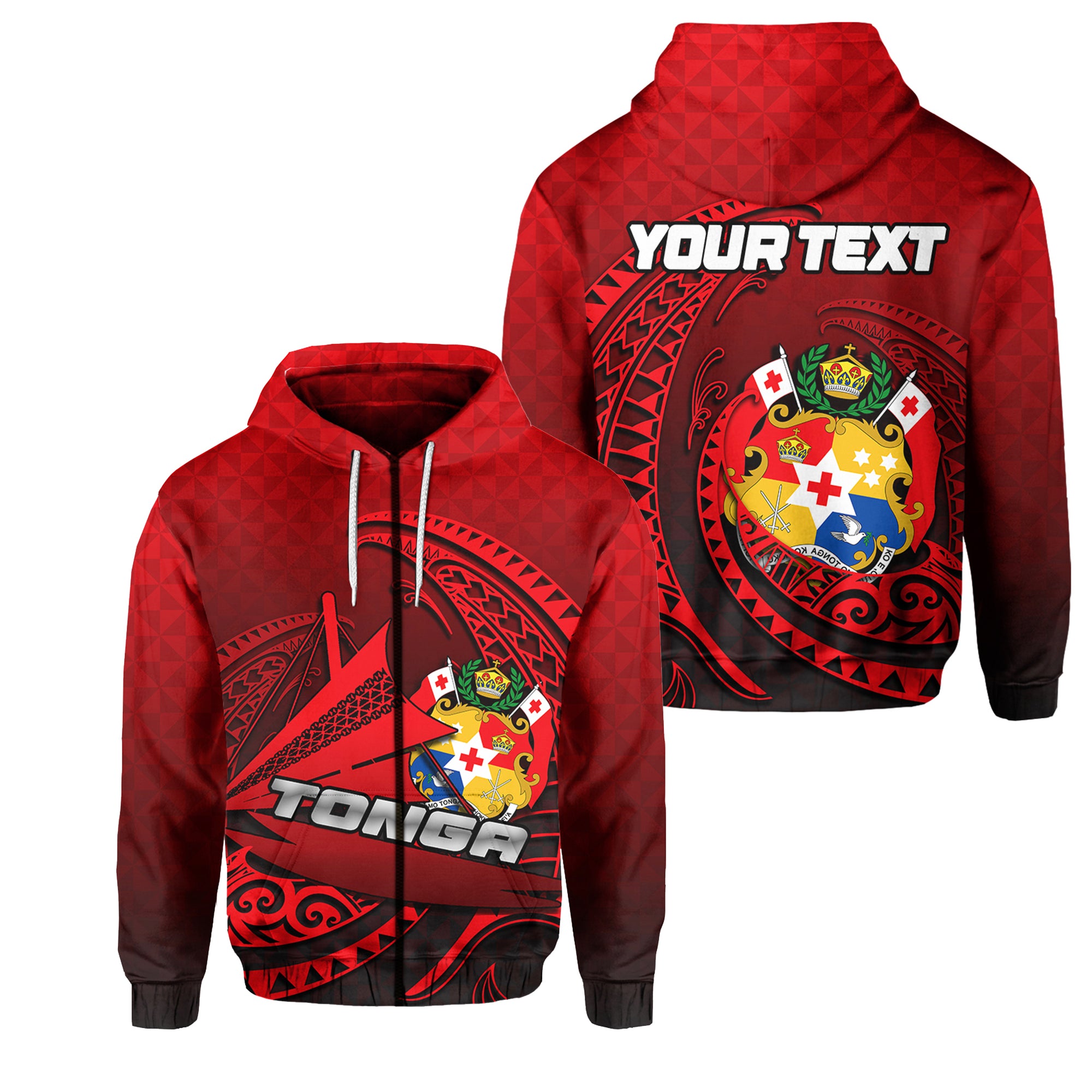 Custom Tonga Emancipation Day Zip Hoodie Kalia No.1 LT6 Unisex Red - Polynesian Pride