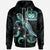 Samoa Polynesian Zip up Hoodie Turtle With Blooming Hibiscus Turquoise Unisex Turquoise - Polynesian Pride