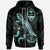 Guam Polynesian Zip up Hoodie Turtle With Blooming Hibiscus Turquoise Unisex Turquoise - Polynesian Pride