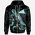 Tokelau Polynesian Zip up Hoodie Turtle With Blooming Hibiscus Turquoise Unisex Turquoise - Polynesian Pride