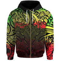 New Zealand Zip Hoodie, Maori Polynesian Tattoo Reggage Unisex Art - Polynesian Pride