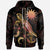 Nauru Polynesian Zip up Hoodie Turtle With Blooming Hibiscus Gold Unisex Gold - Polynesian Pride