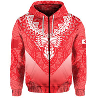 Mate Maa Tonga Rugby Zip Hoodie Polynesian Style Unisex Red - Polynesian Pride