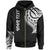 Nauru Custom Zip Hoodie Nauru Tatau White Patterns Unisex Black - Polynesian Pride