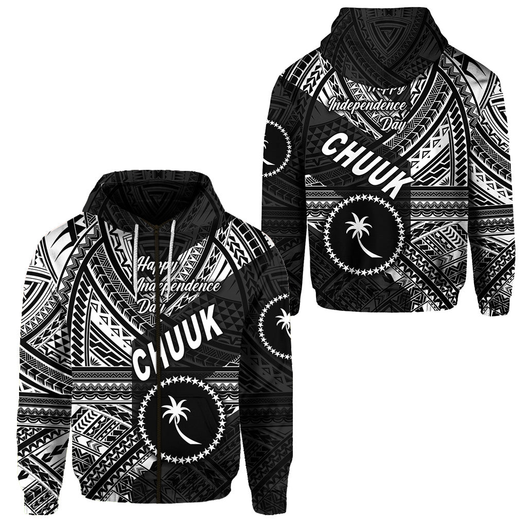 FSM Chuuk Zip Hoodie Happy Independence Day Original Vibes Black LT8 Unisex Black - Polynesian Pride