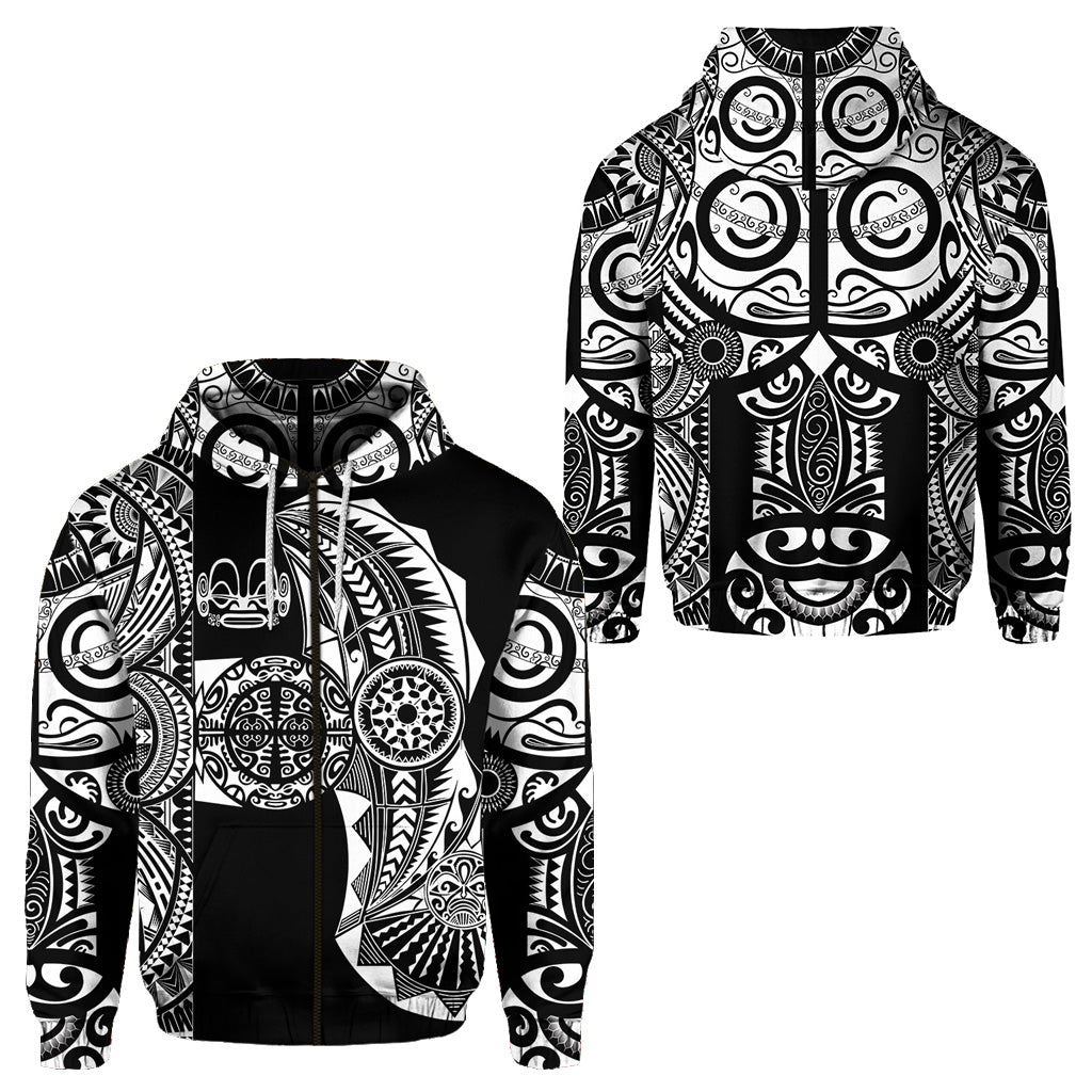 Marquesas Islands Zip Hoodie Marquesan Tattoo Original Style Black LT8 - Polynesian Pride