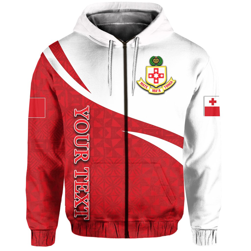 Custom Kolisi Tonga Zip Hoodie Tonga Patterns Style Unisex Red - Polynesian Pride