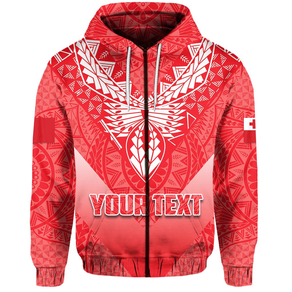 Custom Mate Maa Tonga Rugby Zip Hoodie Polynesian Style Unisex Red - Polynesian Pride