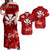 Custom Polynesian Matching Hawaiian Outfits For Couples Hawaiian Map with Kanaka Red Flowers LT13 Red - Polynesian Pride